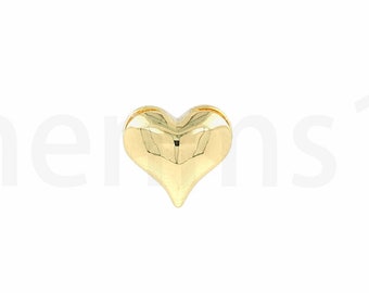 Collar de amor, dije de corazón, colgante de corazón inflado, colgante de corazón de gelatina relleno de oro de 18 quilates, encanto de amor, suministros de joyería DIY, 10x9x5mm