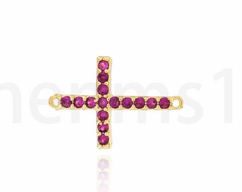 Religious Charm, 18K Gold Filled Christian Charm, Cross Connector, Micropavé CZ Cross Charm, DIY Jewelry Supplies