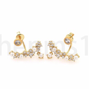 Flower Charm, Micropavé CZ Round Earrings, 18K Gold Filled Flower Earrings, Pierced Earrings, DIY Jewelry Making Supplies