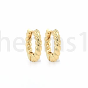 1 Pair, 18K Gold Filled Round Earrings, Twisted String Earrings, Chain Earrings, Gift for Her, 15.5x16.7x3mm