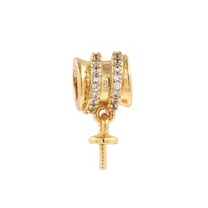 Micropavé CZ Large Hole Cylindrical beads,Barrel beads,18K Gold Filled Round Spacer Beads,DIY Bracelet Necklace Supplies,8x8x4mm
