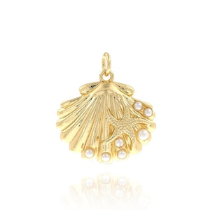 Micropavé CZ Shell Charm,Beach Pendants,Shell Pendant,Shell Necklace,18K Gold Filled Ocean Jewelry,DIY Jewelry Making Supplies,23x21x4.5mm