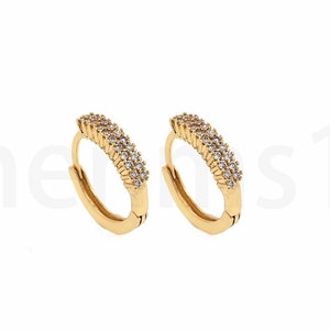Micropavé CZ doorboorde oorbellen, 18K Gold Filled ronde oorbellen, Boho oorbellen, Twist Earrins, cadeau voor haar, DIY sieraden benodigdheden, 17.5x18.5x6.5mm