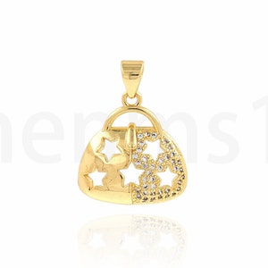 Clutch Necklace,Gold Bag Pendant, Bag Pendant, Handbag Necklace, 18K Gold Filled Pentagram Charm, DIY Jewelry Supplies, 17x22.5x3.5mm