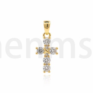 18K Gold Filled Cross Pendant, Jesus Charm, Micropavé CZ Religious Charm, God Charm, Cross Necklace, DIY Jewelry Supplies, 20x9x3mm