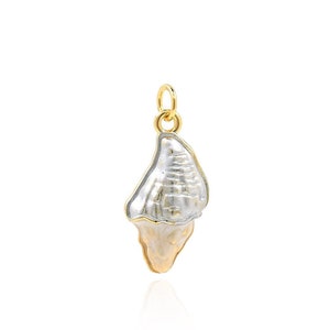 18K Gold Filled Conch Charm, Enamel Necklace, Conch Pendant, Beach Charm, Sea Life Pendant, Gift For Her,DIY Jewelry Supplies,20x9x4mm