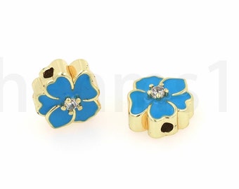 Enamel Charm,Flower Spacer Beads, Jewelry Spacer Beads, Flower Beads, 18K Gold Filled Flower Spacer, DIY Jewelry Supplies,11.2x12x6mm