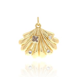 Micropavé CZ Shell Charm,Beach Pendants,Shell Pendant,Shell Necklace,18K Gold Filled Ocean Jewelry,DIY Jewelry Making Supplies,23x22.5x4.5mm