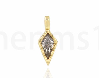Triangle Necklace, 18K Gold Filled Triangle Charm, Micropavé CZ Triangle Pendant, Gift for Her,DIY Jewelry Making Accessory,14.5x5.5x3mm