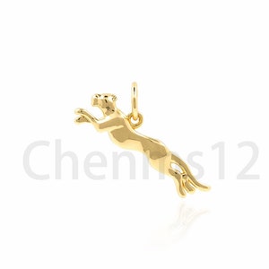 Feline Charm, Leopard Charm, 18K Gold Filled Wildlife Necklace, Leopard Necklace, Animal Charm, DIY Jewelry Supplies, 12x25x4mm