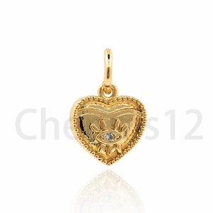 18K Gold filled Augen Anhänger,Herz Anhänger,Evil Eye Anhänger,Micropavé CZ Herz Halskette,Augen Charm,DIY Schmuckherstellung Zubehör,12,5x8,5x1,5mm