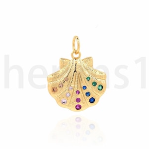 Micropavé CZ Shell Charm,Beach Pendants,Shell Pendant,Shell Necklace,18K Gold Filled Ocean Jewelry,DIY Jewelry Making Supplies,20x16x2.5mm