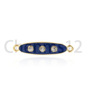 Oval Connector, Micropavé CZ Enamel Connector, 18K Gold Filled Bracelet Connector, Necklace Connector, DIY Jewelry Supplies, 5.7x26x2.5mm