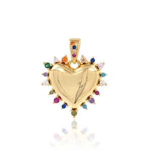 Micropavé CZ Heart Necklace, Heart Pendant, 18K Gold Filled Heart Charm, Gift for Her, DIY Jewelry Making Accessory, 23.2x19.8x3.5mm