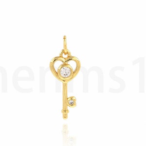 18K goud gevulde sleutel ketting, kerk sleutel, hart sleutel charme, hart sleutel hanger, sleutel sieraad, hoofdsleutel hanger, DIY sieraden benodigdheden,7.5x20.5x2mm