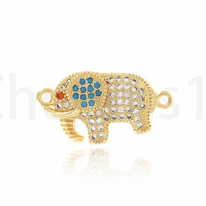 Elephant Connector, Micropavé CZ Gold Connector,Elephant Charm, 18K Gold Filled Animal Connector, DIY Jewelry Supplies,13x23.5x4mm