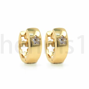 Polaris oorbellen, 18K goud gevulde doorboorde oorbellen, micropavé CZ pentagram oorbellen, ster charme, diy sieraden maken benodigdheden, 14x13x5mm