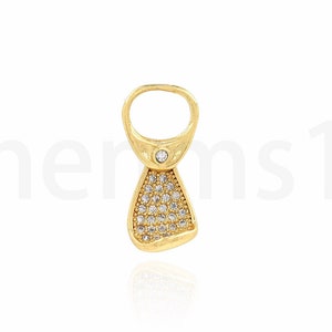 Micropavé CZ Bottle Cap Necklaces, 18K Gold Filled Gold Necklaces, Bottle Cap Charms,Dainty Charms, DIY Jewelry Supplies,20x9.4x5mm