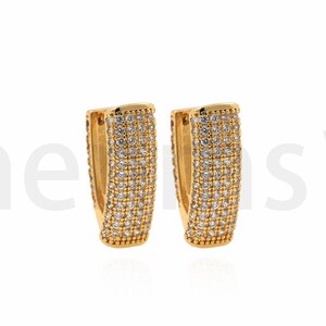 Driehoek Oorbellen, 18K Goud Gevulde Stud Oorbellen, Micropavé CZ Driehoek Stud Oorbellen, Taps toelopende Oorbellen, Simple Stud Oorbellen, 19.5x11x6.5mm