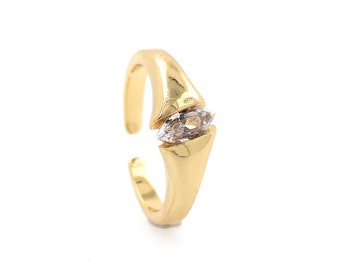 18K Gold Filled Adjustable Rings,Micropavé CZ Thick Rings,  Gold Open Rings, Simple Rings, DIY Jewelry Making Supplies