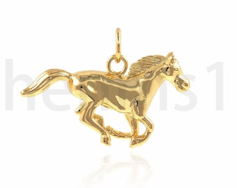 Horse Pendant, 18K Gold Filled Animal Charm, Horse Charm, Wildlife Necklace, Horse Racing Charm, DIY Jewelry Supplies, 29x20x5mm
