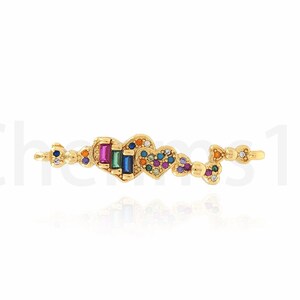 Micropavé CZ Heart Connector, Heartbeat Connector, Heart Charm, 18K Gold Filled Line Connector, DIY Jewelry Supplies, 6.5x34x3.5mm