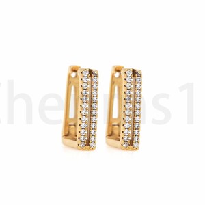 Schroeven oorbellen, Micropavé CZ rechthoekige oorbellen, vierkante oorbellen, 18K goud gevulde doorboorde oorbellen, DIY sieraden maken benodigdheden, 16.5x14x3.5mm