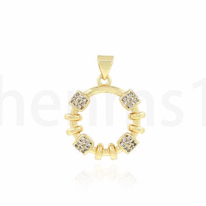 Micropavé CZ Runder Anhänger, Ring Halskette, Zierlicher Anhänger, 18K Gold Filled Kreis Anhänger, Ring Anhänger, DIY Schmuck Zubehör, 26x20x14.3mm