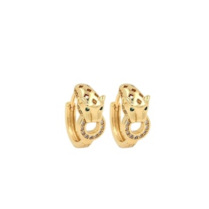 18K Gold Filled Leopard Oorbellen, Ronde Oorbellen, Animal Earring, Micropavé CZ Leopard Head Oorbellen, DIY Sieraden Benodigdheden, 13x15.5x6.5mm