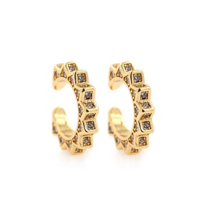 Moon Stud Earrings, Moon Jewelry, 18K Gold Filled Curved Earrings, Micropavé CZ Crescent Earrings,DIY Jewelry Supplies,12x14x2.5mm