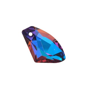 May include: A teardrop-shaped crystal pendant with a hole at the top for stringing. The crystal is iridescent with shades of blue, purple, and red.