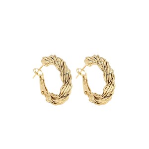 1 Pair,Gold Earrings,Pierced Earrings,18K Gold Filled Round Earrings,Twisted String Earrings, Gift for Her, 21x5mm