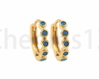 Boucles d’oreilles rondes remplies d’or 18 carats, Charm de boucle d’oreille, Boucles d’oreilles percées Micropavé CZ, Cadeau pour elle, Fournitures de fabrication de bijoux de bricolage, 12.5x13.5x2.5mm