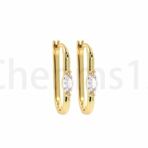 Micropavé CZ rechthoekige oorbellen, schroeven oorbellen, vierkante oorbellen, 18K goud gevulde doorboorde oorbellen, DIY sieraden maken benodigdheden, 23x13x3.5mm