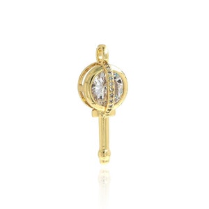 Micropavé CZ-parelsleutelhanger, sleutelhanger, 18 kt gold filled sleutelketting, gouden sleutelbedel, sleutelornament, doe-het-zelf sieradenbenodigdheden, 31 x 11,8 x 9 mm