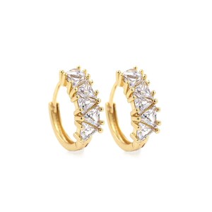 18K Gold Filled Triangle Earrings, Micropavé CZ Geometric Earrings, Gold Earrings, Open Earrings, DIY Jewelry Making Supplies, 15x16.5x5.5mm