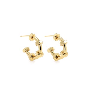18K goud gevulde gebogen oorbellen, sierlijke maan Stud Oorbellen, halve maan oorbellen, maan sieraden, cadeau voor haar, 23x21.5x6.5mm