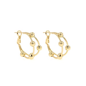 Pendientes de tachuelas rellenos de oro de 18K, pendientes de barra delicados, pendientes de bolas, pendientes de cuentas, pendientes delicados, suministros de fabricación de joyas de bricolaje, 26,5x26x9,5 mm