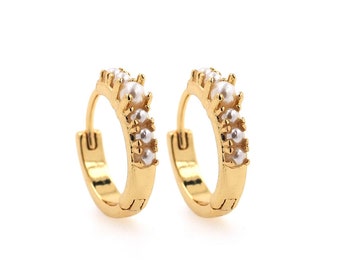 Boucles d'oreilles rondes en or 18 carats, breloques pour boucles d'oreilles, boucles d'oreilles percées en CZ micropavé, cadeau pour elle, accessoires de fabrication de bijoux à faire soi-même, 18 x 15 x 3,5 mm