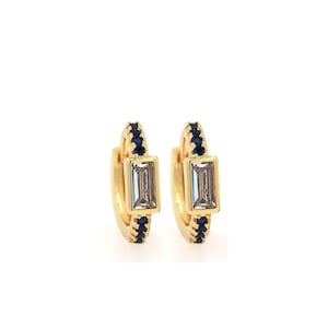 Micropavé CZ Hoop Oorbellen, 18K Gold Filled Pierced Oorbellen, Rechthoekige Zirkoon Oorbellen, Cadeau voor haar, DIY Sieraden Benodigdheden, 13x14x3.5mm