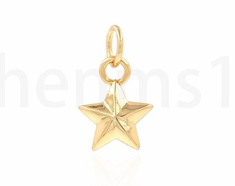 Charm pentagramma CZ micropavé, ciondolo stella fortunata, ciondolo stella riempita d'oro 18 carati, forniture di gioielli fai da te, 9x14,5x2mm