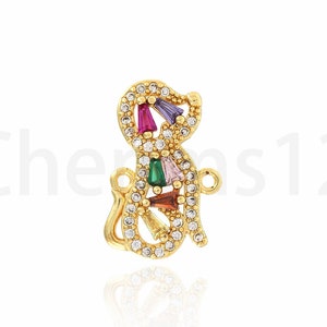 Verbinder Hund, Micropavé CZ, 18K Gold Filled Haustier Verbinder, Haustier Anhänger, DIY Schmuckzubehör, 11,5x18,5x2,8mm