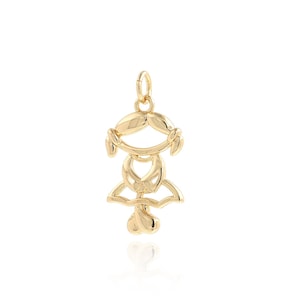 Micropavé CZ Girl Necklace, Kids Charm, 18K Gold Filled Girl Pendant, Figure Pendant, DIY Jewelry Making Supplies,23x12.5x2mm