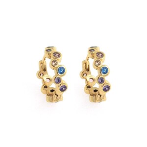 1 paar, eenvoudige ronde oorbellen micropavé CZ, 18 kt gold filled baloorbellen, gouden oorbellen, ronde oorbellen, doe-het-zelf sieraden maken 18,5 x 16 x 5 mm