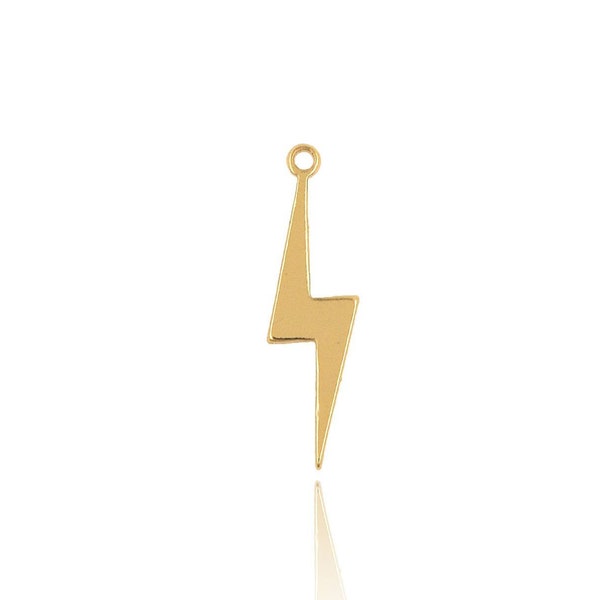 18K Gold Filled Lightning Pendant, Lightning Charms, Weather Pendant, Lightning Jewelry,Lightning Necklace，DIY Jewelry Supplies,18.4*4.8*1mm