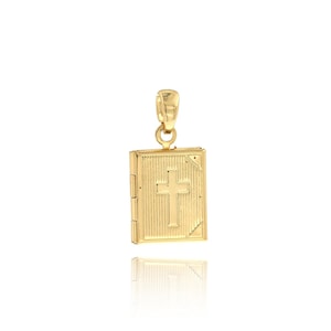 Photo Frame Bible Pendant, Book Charm, 18K Gold Filled Cross Charms,Religious Charm,Dainty Cross Necklace,DIY Jewelry Supplies, 22x11.2x3mm