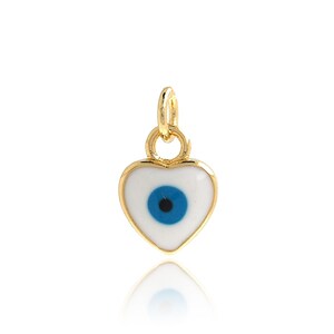 Heart Pendant,18K Gold Filled Evil Eye Charm,Heart Necklace, Jewelry Accessories,Enamel Eye Pendant,DIY Jewelry Supplies, 14.8x9x2.8mm