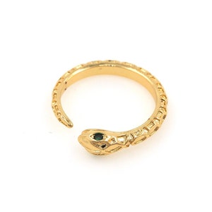 Snake Ring, Reptile Ring, 18K Gold Filled Adjustable Ring, Micropavé CZ Snake Charm, Statement Ring, Open Ring,Stacking Animal Rings