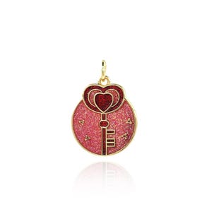 Hartsleutelhanger, 18 kt gold filled sleutelketting, hartsleutelhanger, geëmailleerde sleutelhanger, hoofdsleutelhanger, doe-het-zelf sieradenbenodigdheden, 21,3 x 15 x 1,5 mm