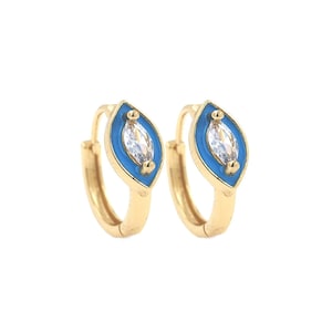 18K Gold Filled Evil Eye Earrings, Pierced Earrings, Micropavé CZ Enamel Earring ,Evil Eye Jewelry, DIY Jewelry Making Supplies, 17x15x6.5mm